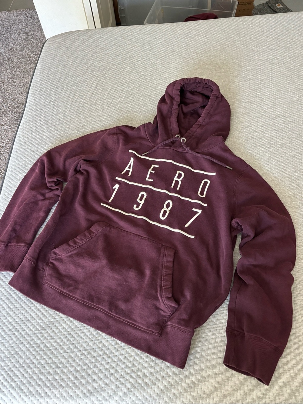 Vintage Y2K Aeropostale AERO 1987 Hoodie Burgundy Maroon Men’s Large